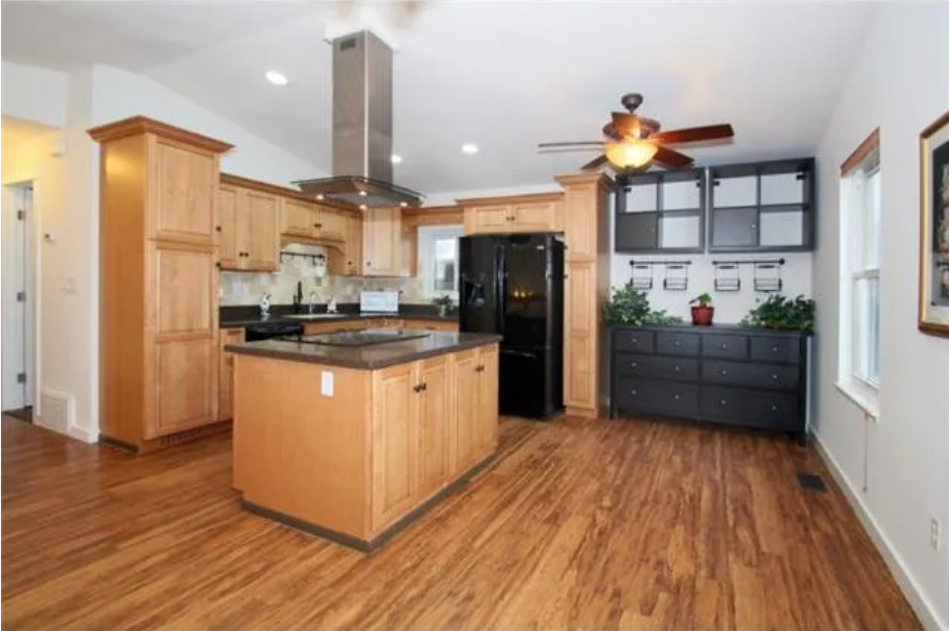Kitchen remodel with new cabinets and flooring
